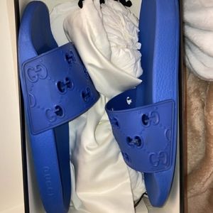 Blue Gucci Gucci Slides